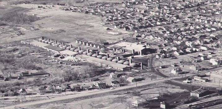 Aerial view of Bricktown, before 1960