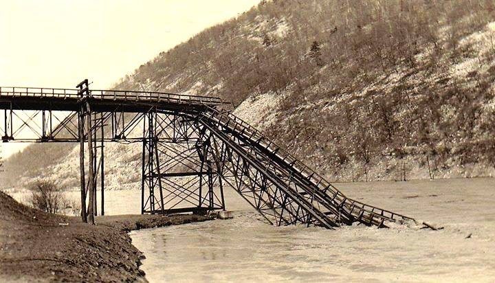 Destruction at Dinky Bridge, 1936