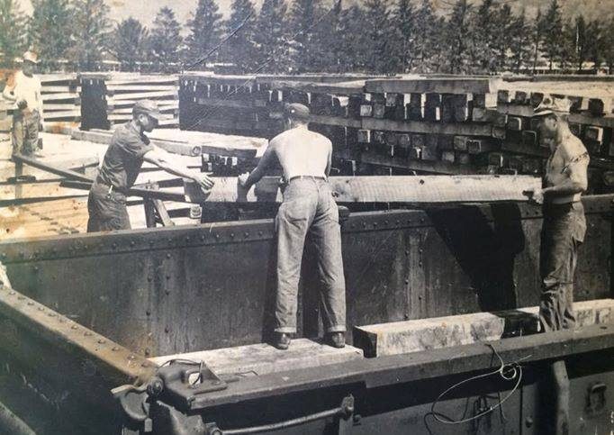 Mount Union railroad tie yard, 1950s